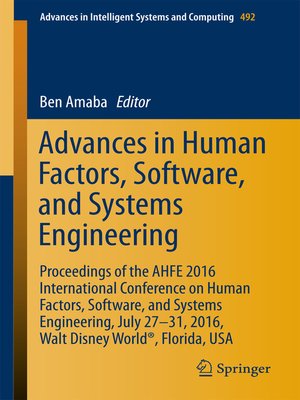 cover image of Advances in Human Factors, Software, and Systems Engineering